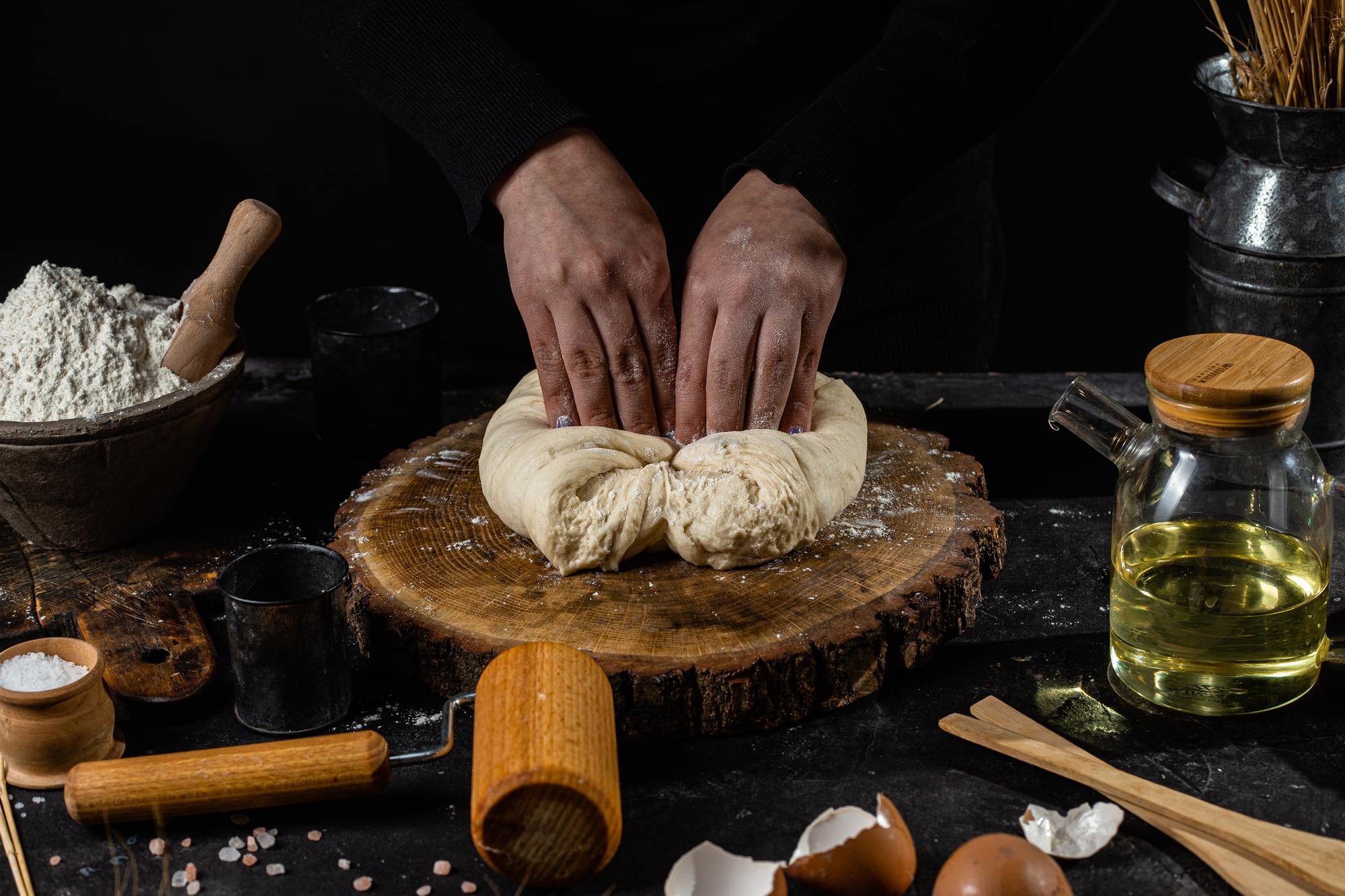 Chef preparing dough